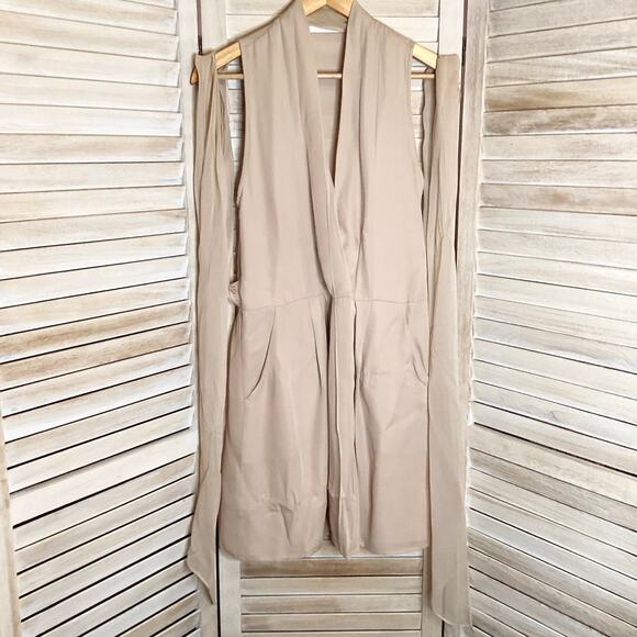 Vintage Crispin & Basilio Nude Beige Blush 100% Silk Draped Front Mini Dress XS - Picture 6 of 11